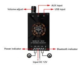 DC 12V TDA7388 Bluetooth-Compatible AUX USB Digital Amplifier Module Dual Track 50Wx2 4ohm 2-Channel Power Amplifier